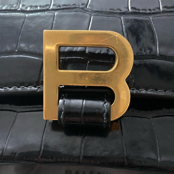 Balenciaga Hourglass Small Croc-Embossed Black - Picture 4 of 17